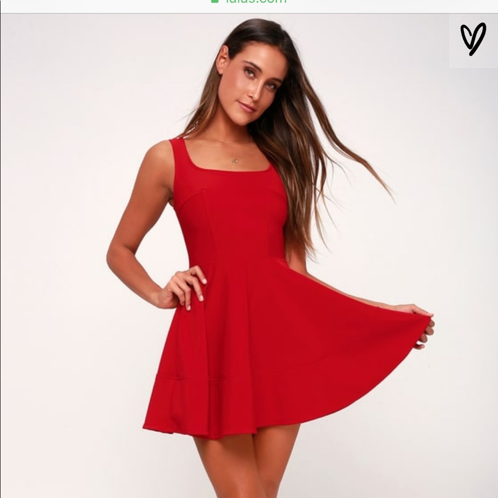 Red fit and flare dress